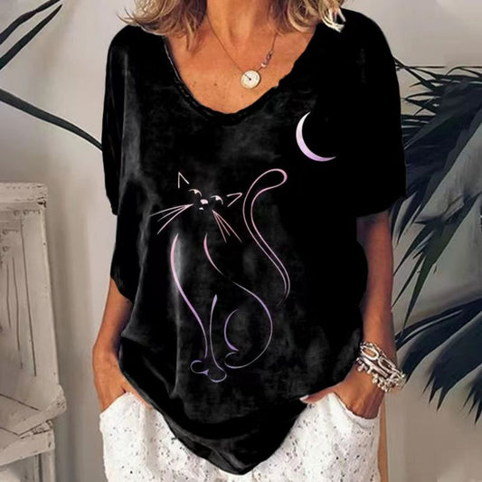 T-shirt Animal Print Casual Loose Street Trend