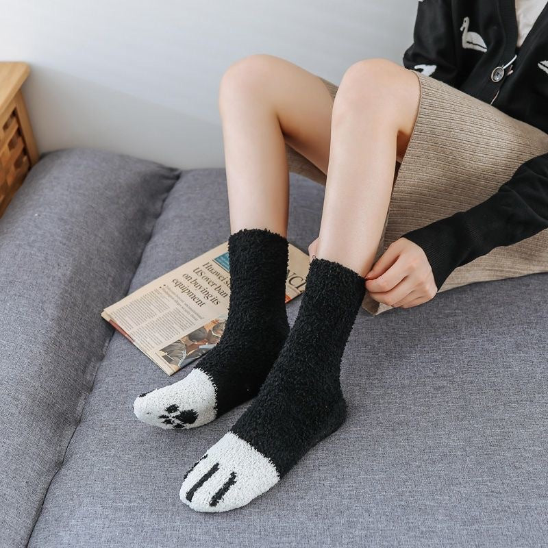 Autumn And Winter Plus Velvet Thick Towel Floor Socks
