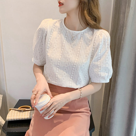 Retro French Small  Puff Sleeve Top