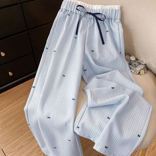 Women's Drawstring High-Waisted Straight Leg Casual Pants