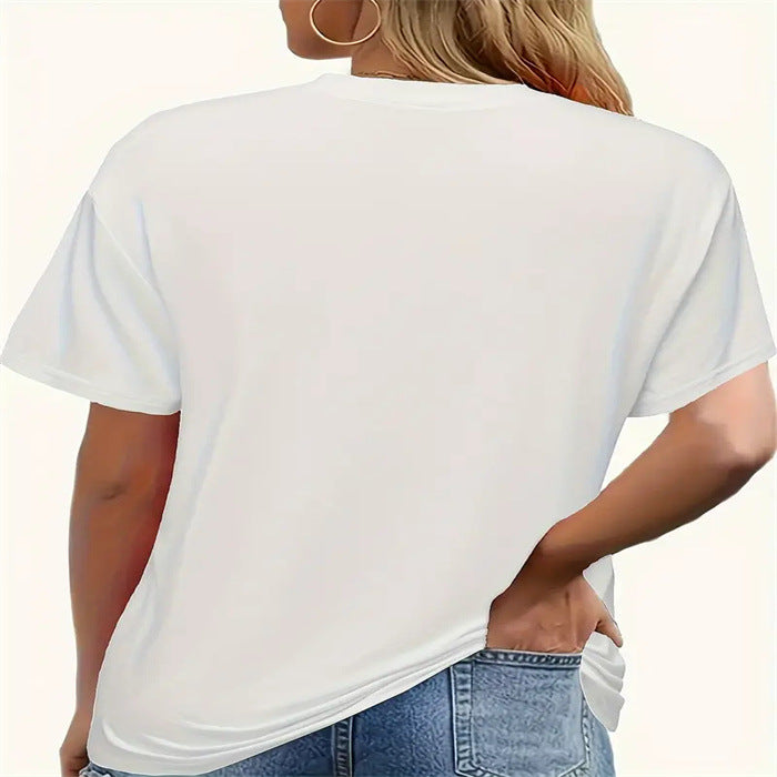 New Printed Round Neck Loose Large Size Short Sleeve T-shirt Top