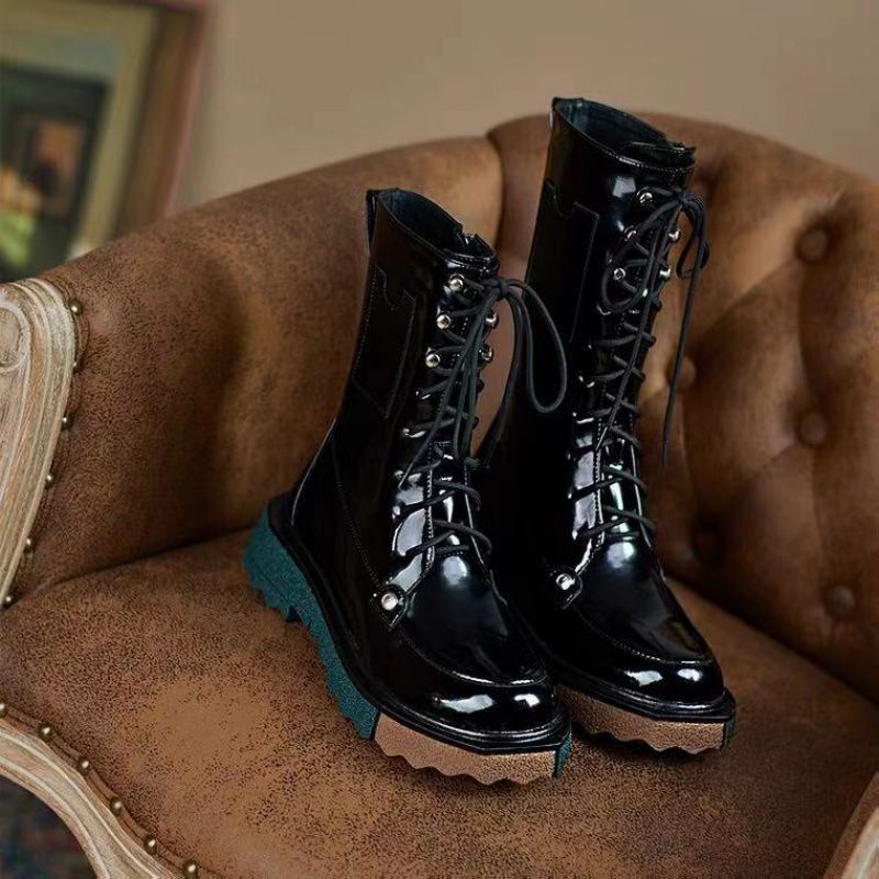 Women's Color Matching Platform Retro Martin Boots
