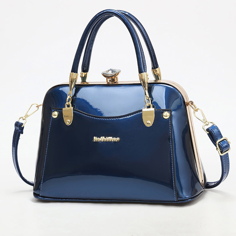 New Popular Bright Leather Steel Frame Fashion Handbag