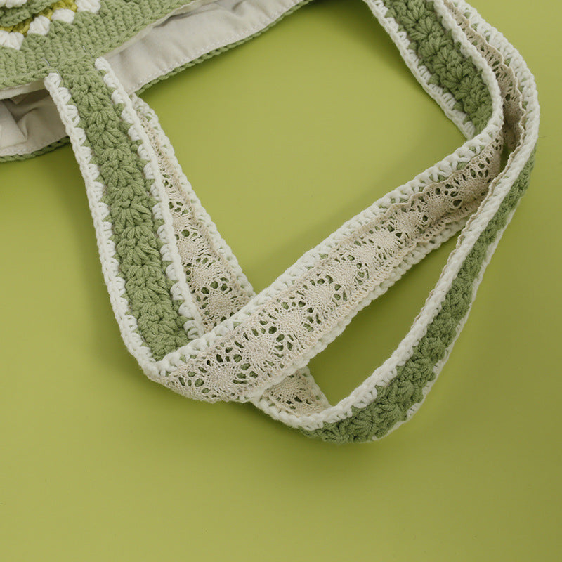 Matcha Laminate Wool Crocheted Women's Bag