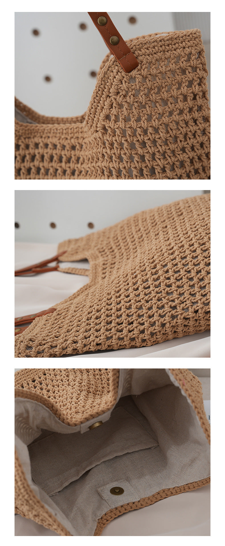 Beach Casual Hollow Mesh Woven Lightweight Straw Handbag