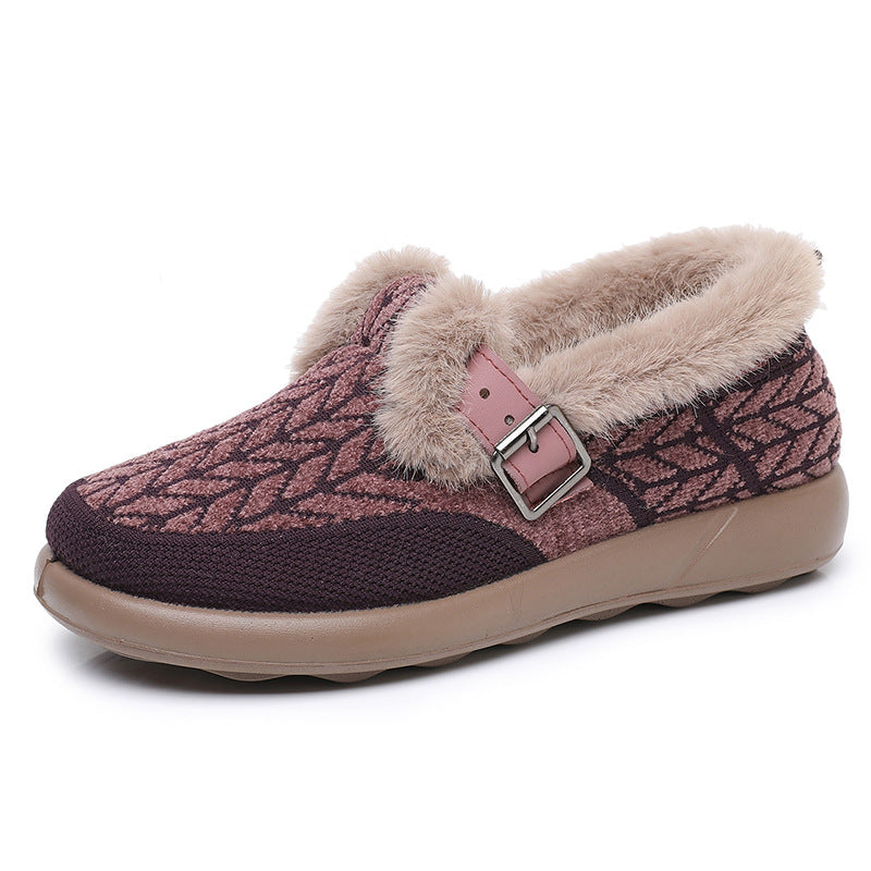 New Womens Fleece-lined Extra-thick Insulated Cotton Shoes