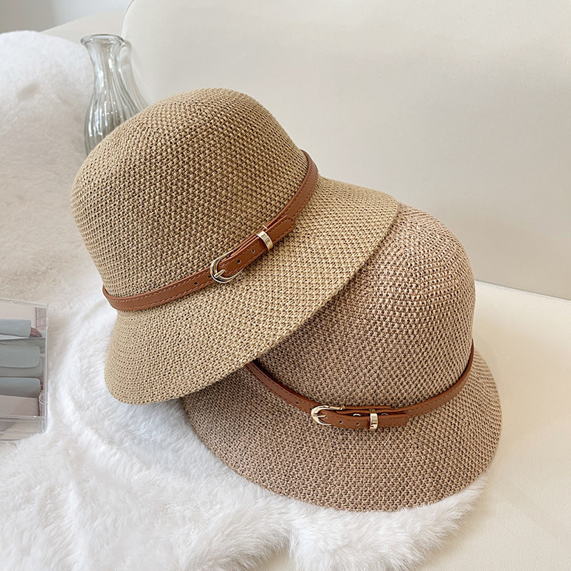 Women's Vintage Style Linen Knit Belt Basket Hat