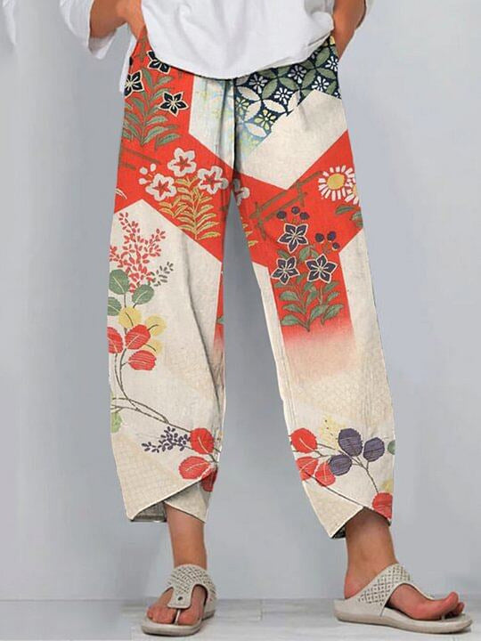 3D-printed Fashion-forward Capri Wide-leg Pants