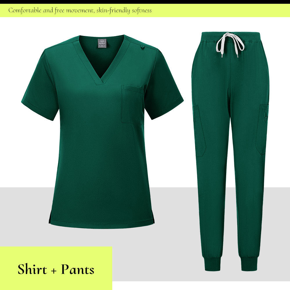V-neck Medical Scrub Top And Pant Set