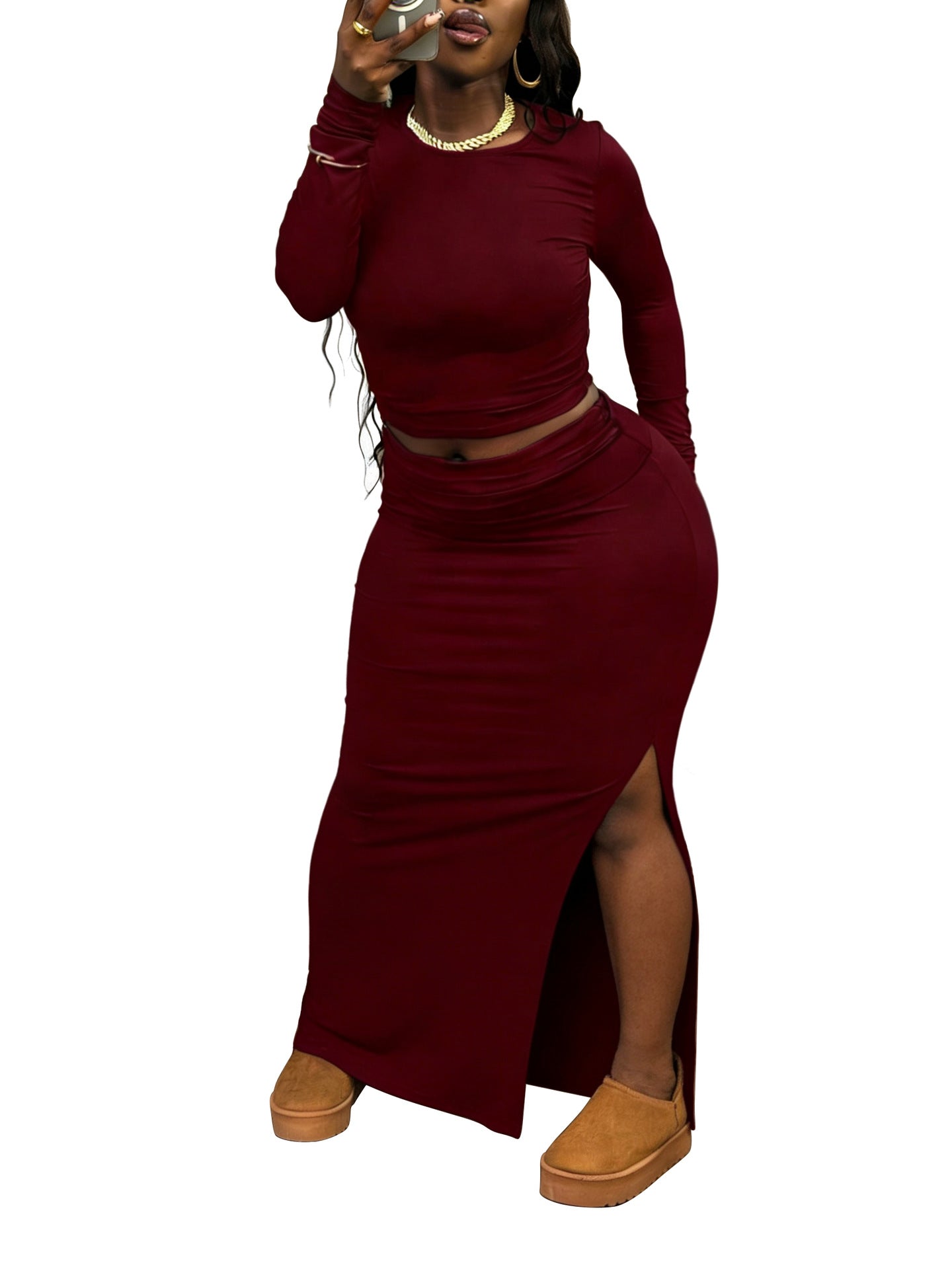 Solid-color Chic Casual Two-piece Set