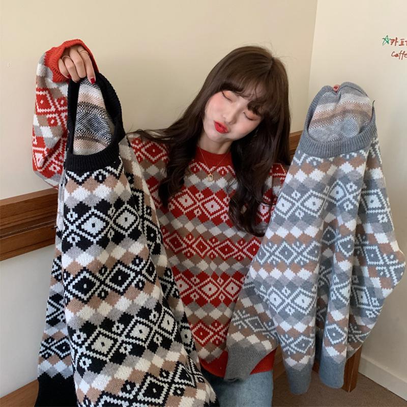 New Retro Loose And Lazy Style Outerwear Pullover Sweater
