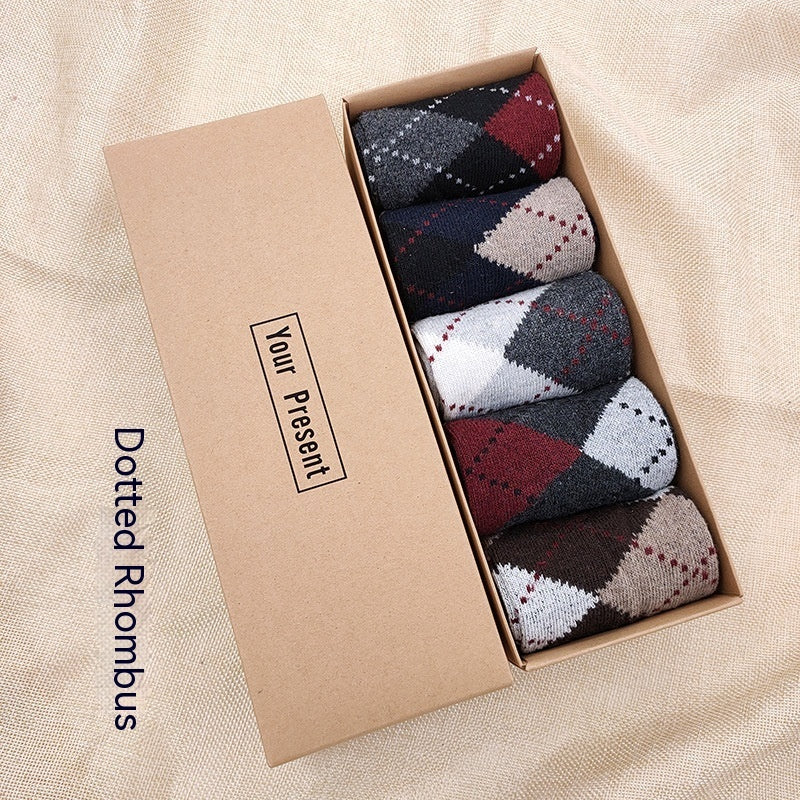 Men's Boxed Mid-calf Wool Socks 5 Pairs