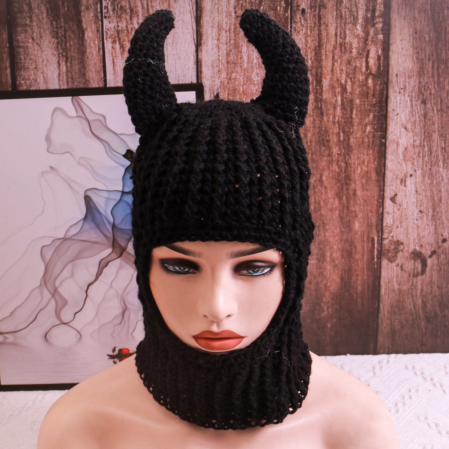 New Hand Crocheted Wool Hat Horn Style