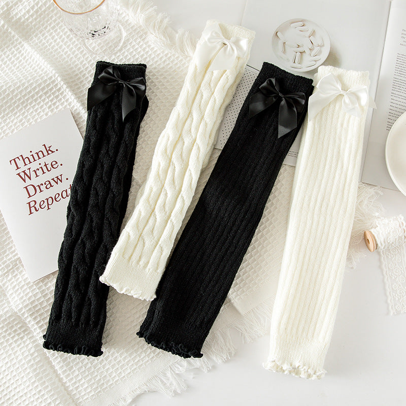 Cute Bow Solid Color Foot Sock