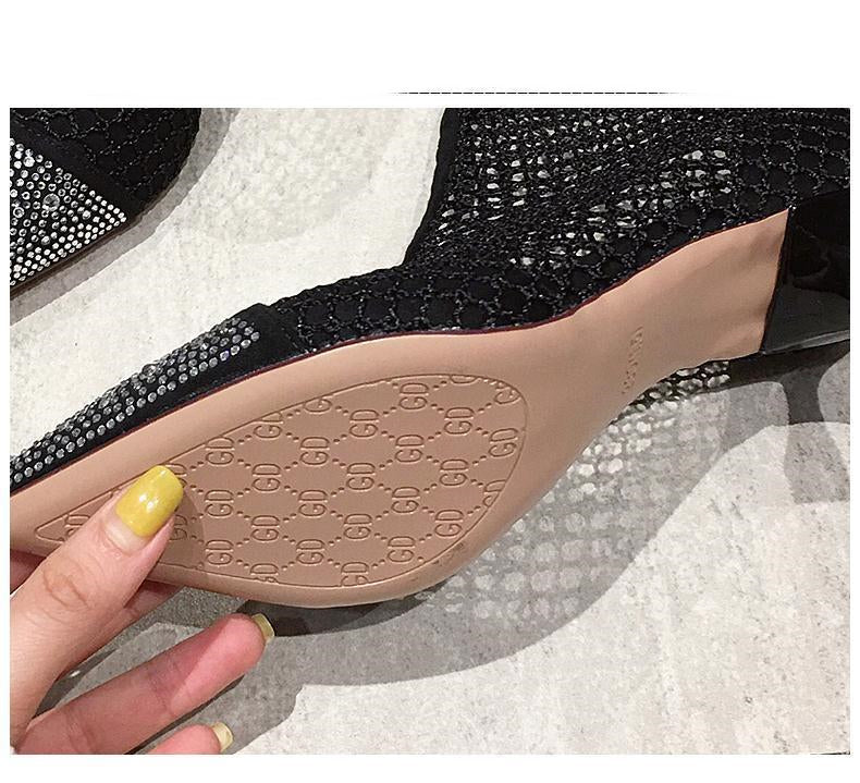 Small High-heeled Net Boots Hollow Shoes Breathable