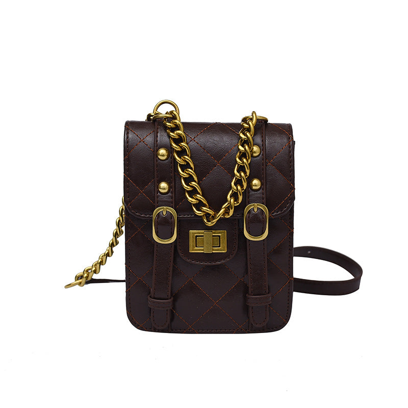 PU Small Fragrant Style Rhombus Square Bag Fashion Contrast Color Retro Simple