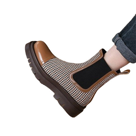 Block-heel Thick-soled British Style Sleeve Martin Boots