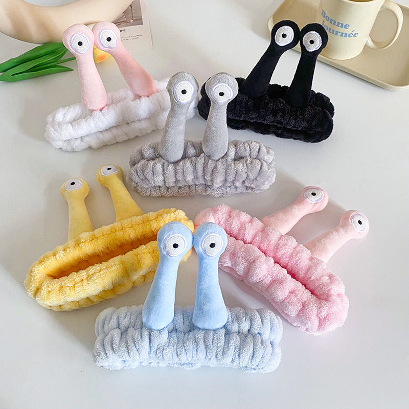 Cartoon Funny Snail Cute Face Wash Mask Plush Hair Band