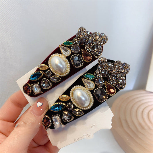Vintage Baroque Pearl Color Velvet Drop Hair Clip