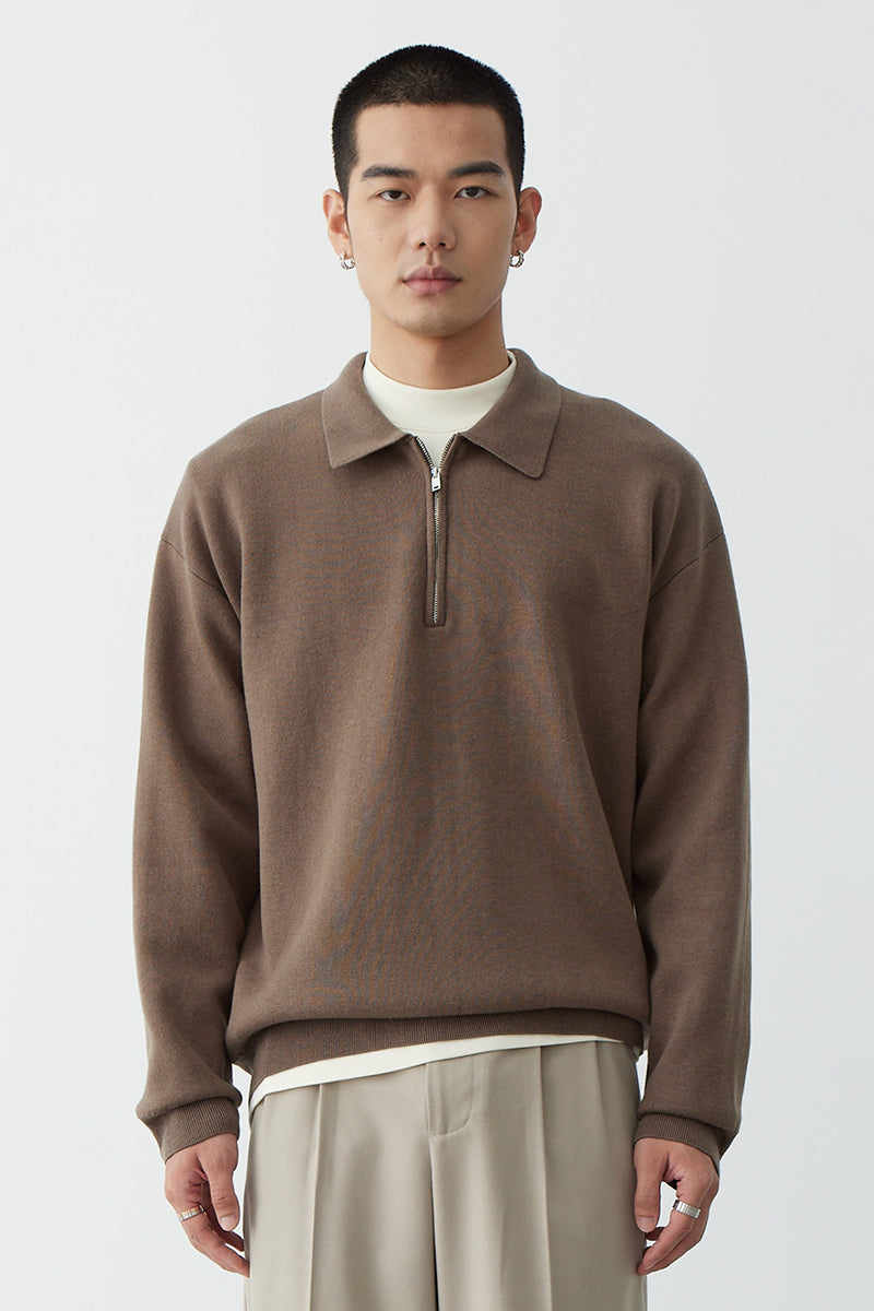 Korean Style Niche Casual Polo Collar Knitwear Sweater For Men