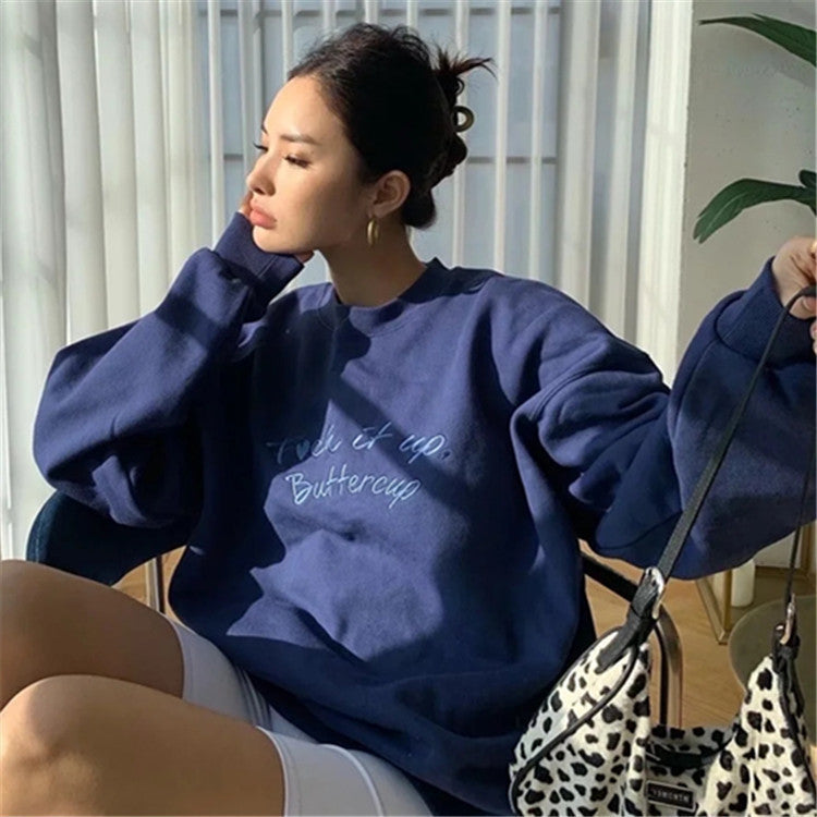 Women's Autumn Urban Casual Pullover Crewneck Sweatshirt