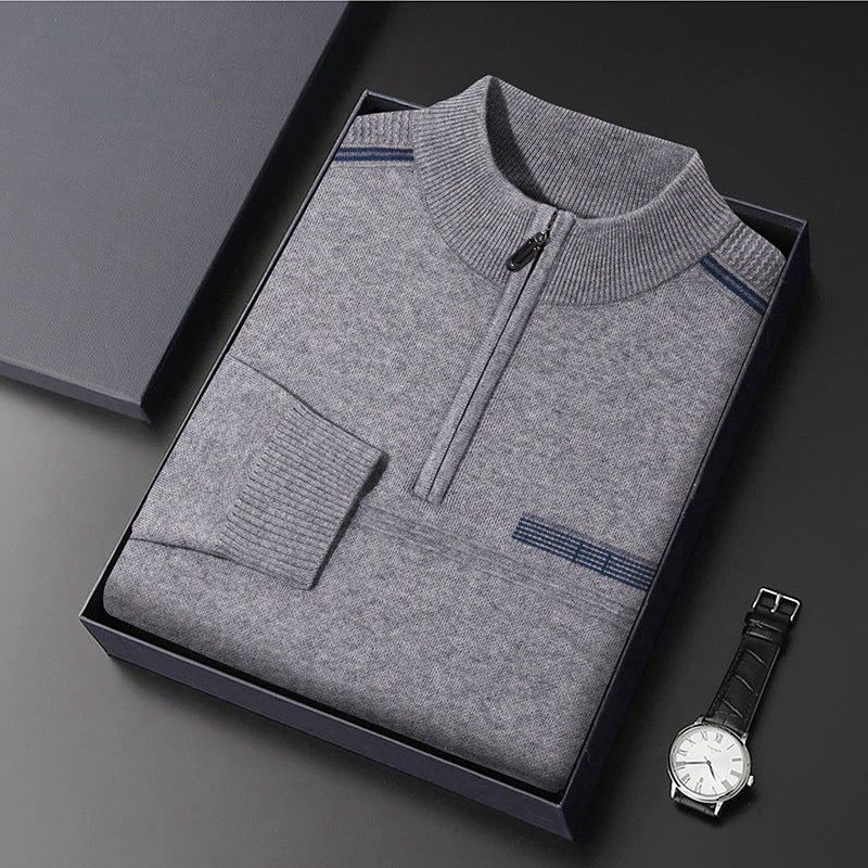Herre Halv-rullekrave Lynlås Sweater Til Midaldrende Og Ældre Mænd