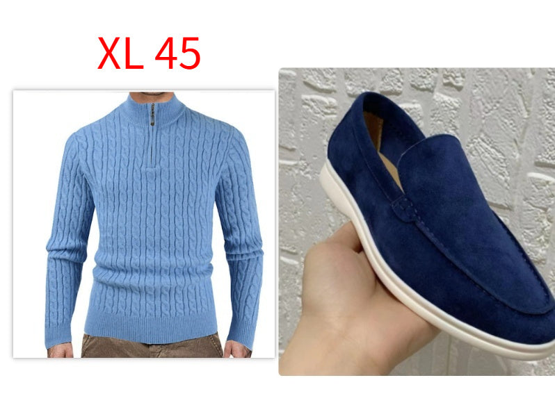 Men's Zipper High Collar Pullover Sweater