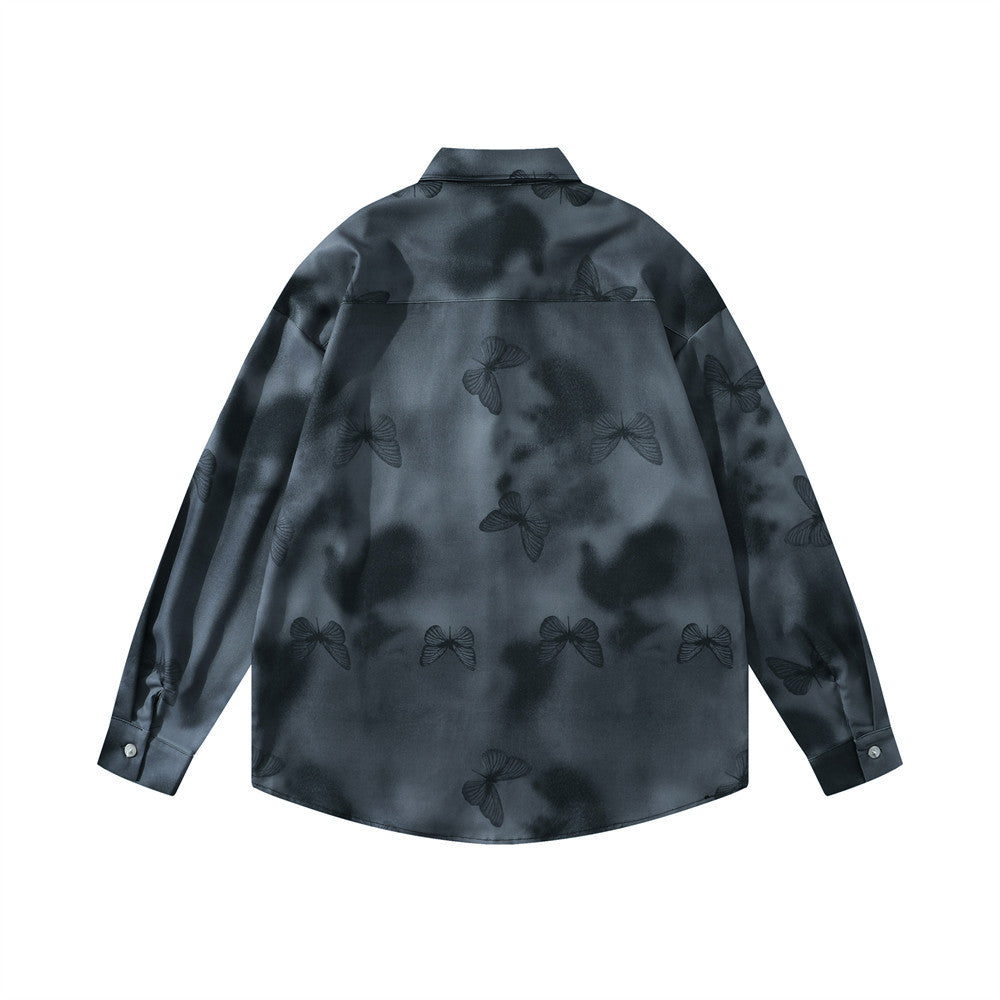 Butterfly Full Print Tie-dye Design Niche Loose Long Sleeve Shirt