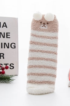 Christmas Stocking Triangle Boxed Coral Velvet Floor Socks Thickened