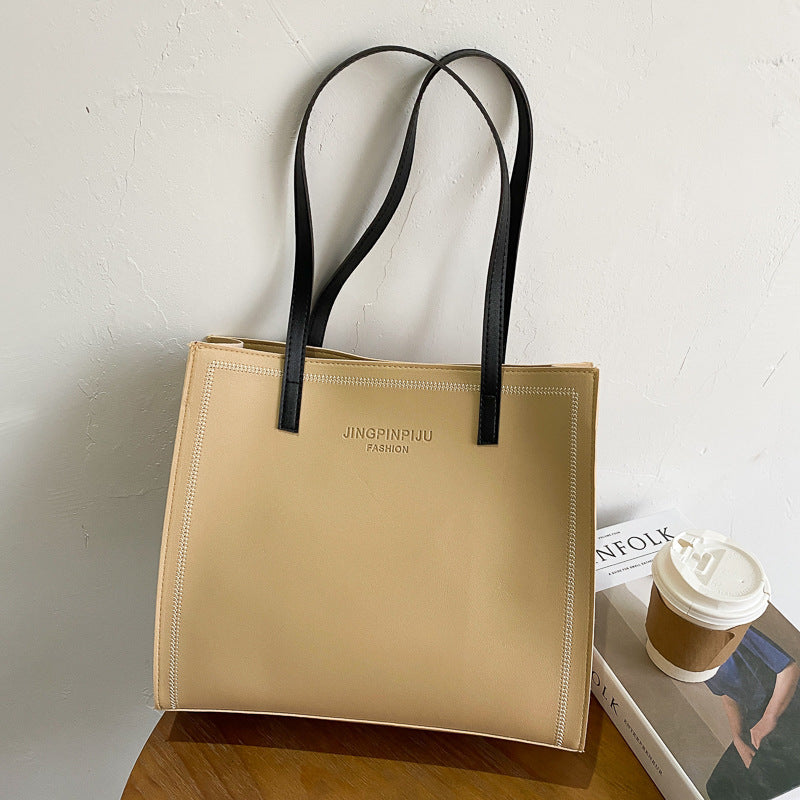 Stor Kapacitet Skulder Ensfarvet Bæretaske Simpel Tote Bag