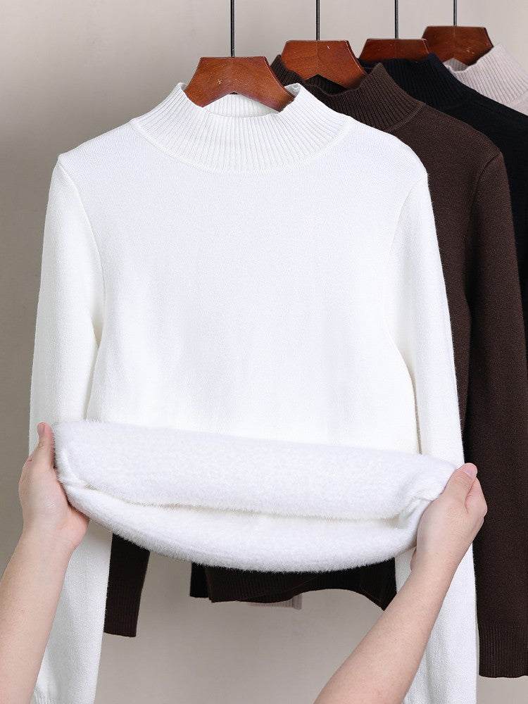 Fleece-lined Thick Turtleneck Sweater Women