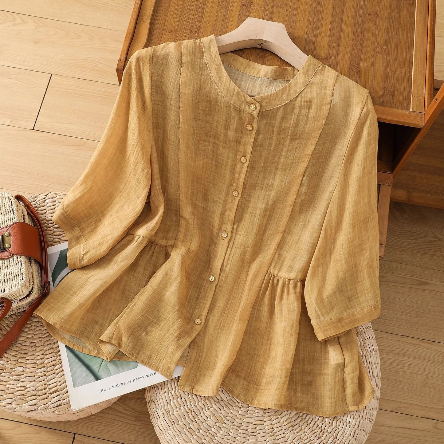 New Loose Slimming Temperament Casual Cotton Linen Top
