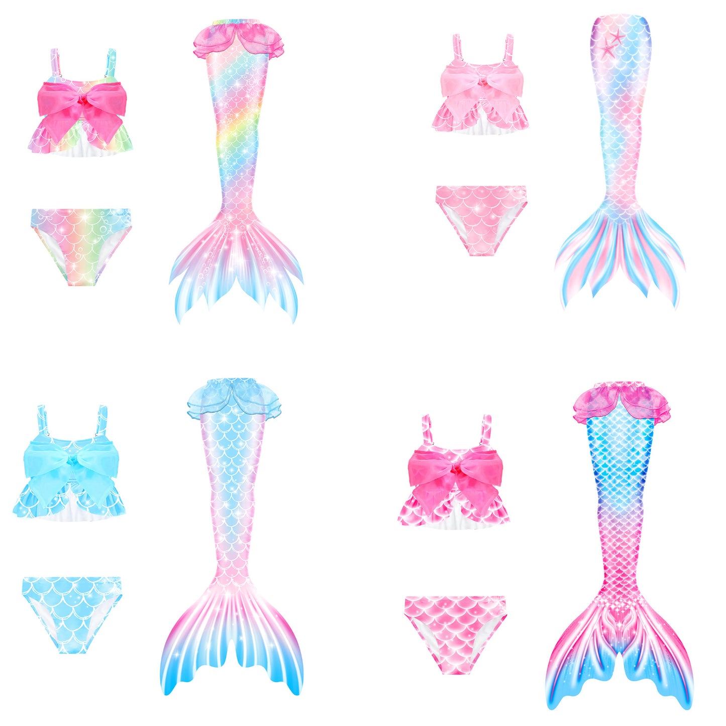 Mermaid Swimsuit Mermaid Tail Swimsuit Girls Swimwear Set Kids Onsen Swimsuit