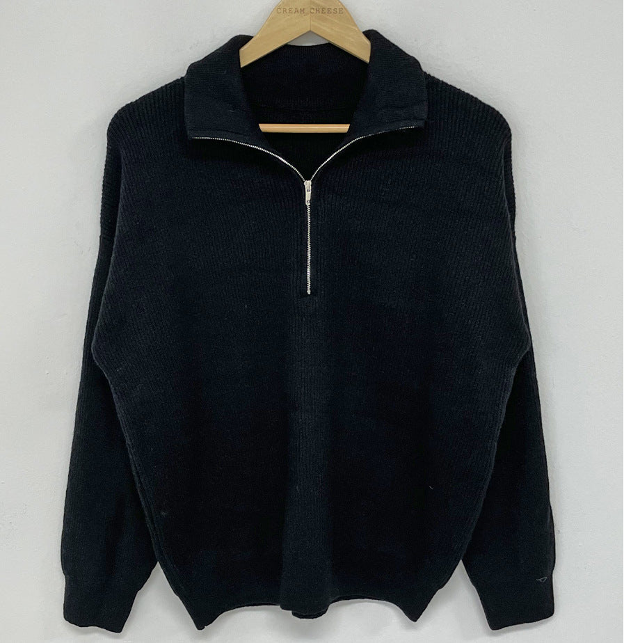 Student Zipper Long Sleeve Sweater Coat