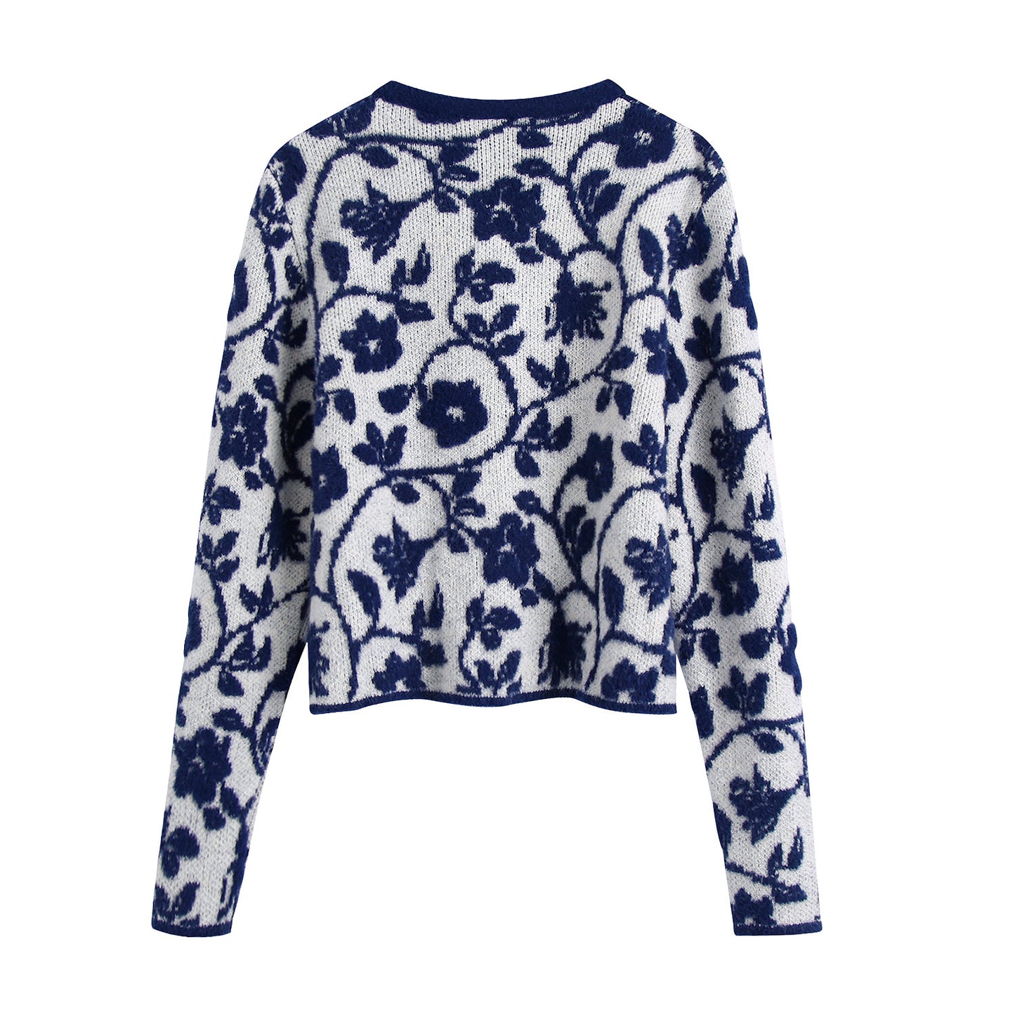 New European And American Women's Floral Jacquard Knitted Sweater