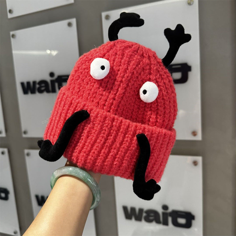 Children's Autumn And Winter Flanging Three-dimensional Warm Wool Hat