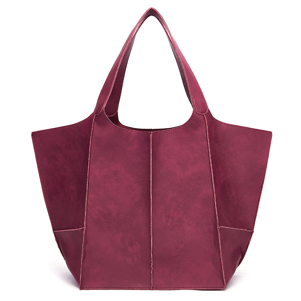Women's Fashion Vintage Oil Wax Leather Large Capacity Shoulder Handbag