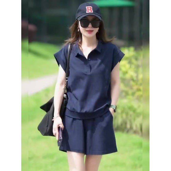 T-shirt And Athletic Shorts Slimming Two-piece Set