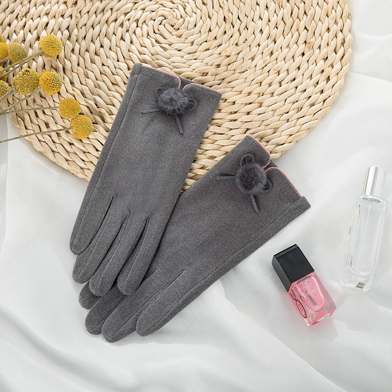 Ladies Warm Gloves Cute Fleece Touch Screen