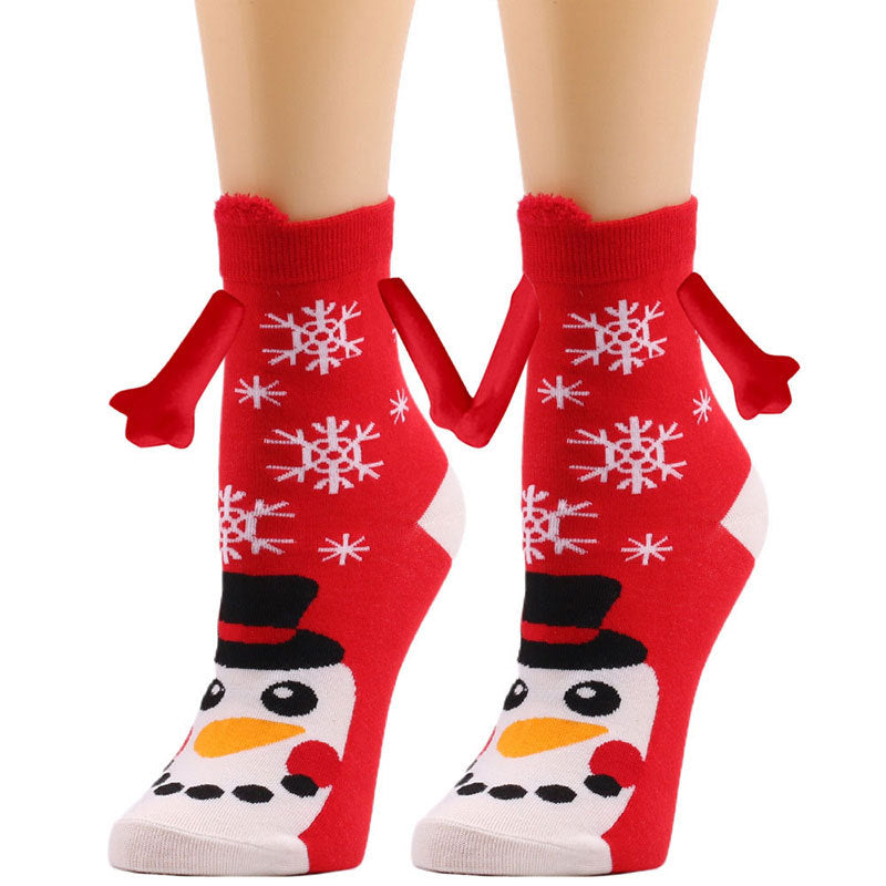 Hand Holding Couple Magnetic Handle Christmas Stockings
