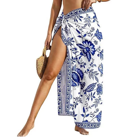 Women's Sheer Sarong High-Slit One-Size Swimsuit Cover-Up