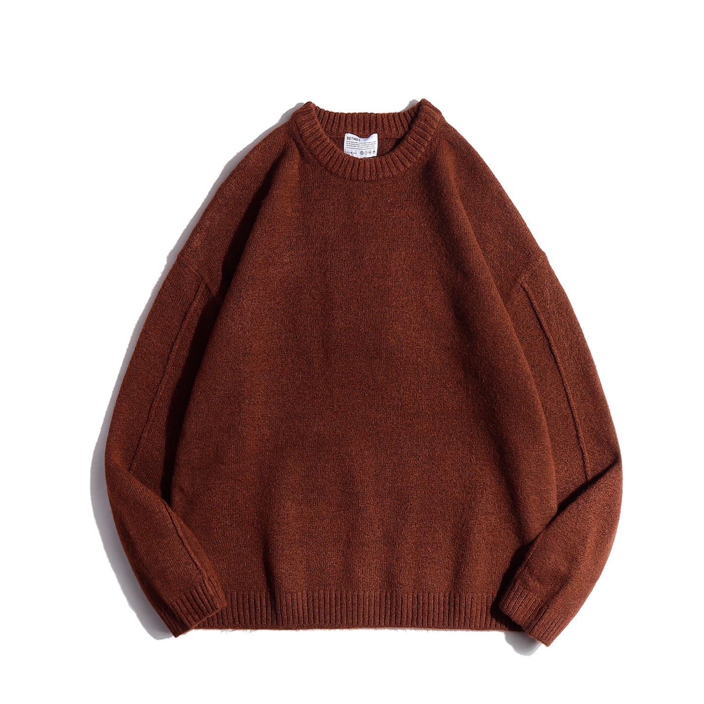 Japanese Vintage Solid Knit Academy Style Loose Unisex Maillard Sweater