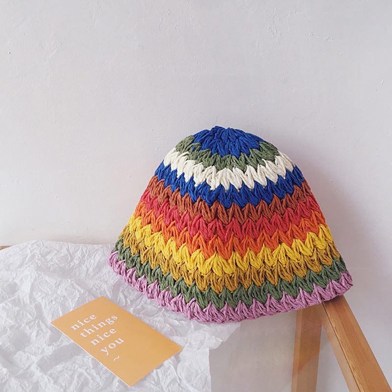 Colorful Striped Shade Fisherman's Handwoven Straw Hat