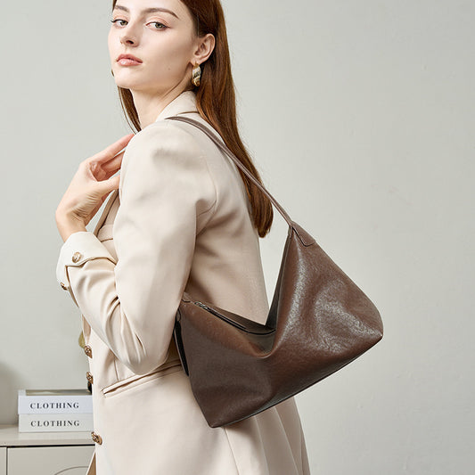 Retro First-Layer Vegetable-Tanned Leather Casual Shoulder Underarm Bag