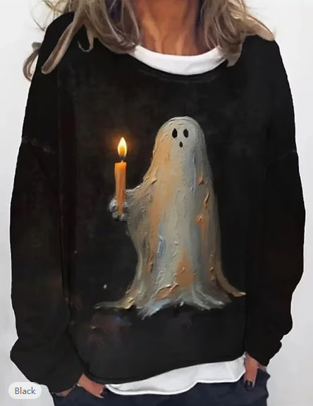 Large Size Sweater Round Neck Printed Letters Loose