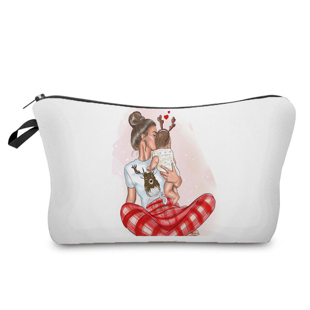 Mother And Daughter Printed Cosmetic Bag Storage And Portable