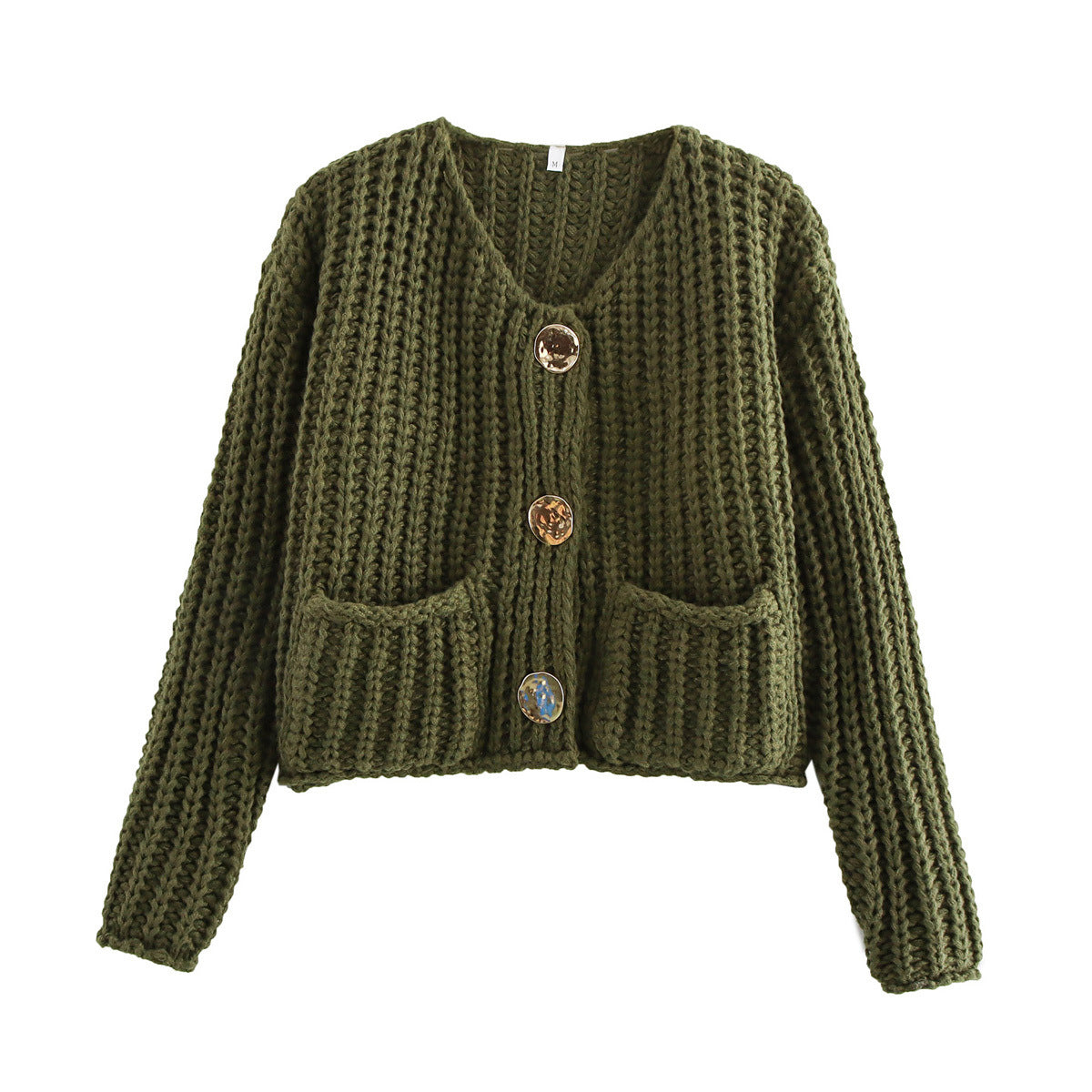 Women's Single-breasted Double Pocket Short Coat
