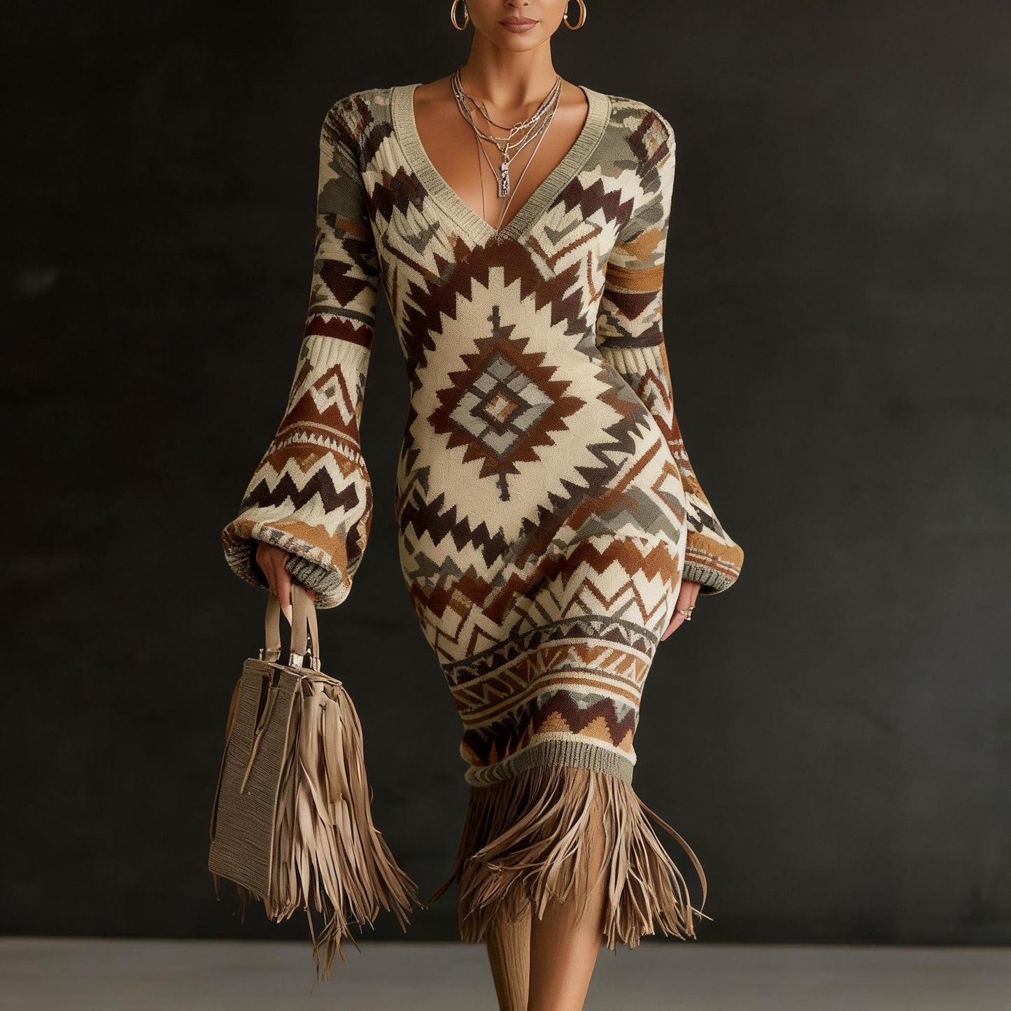 Temu Womens Knitted Sweater Dress Creative