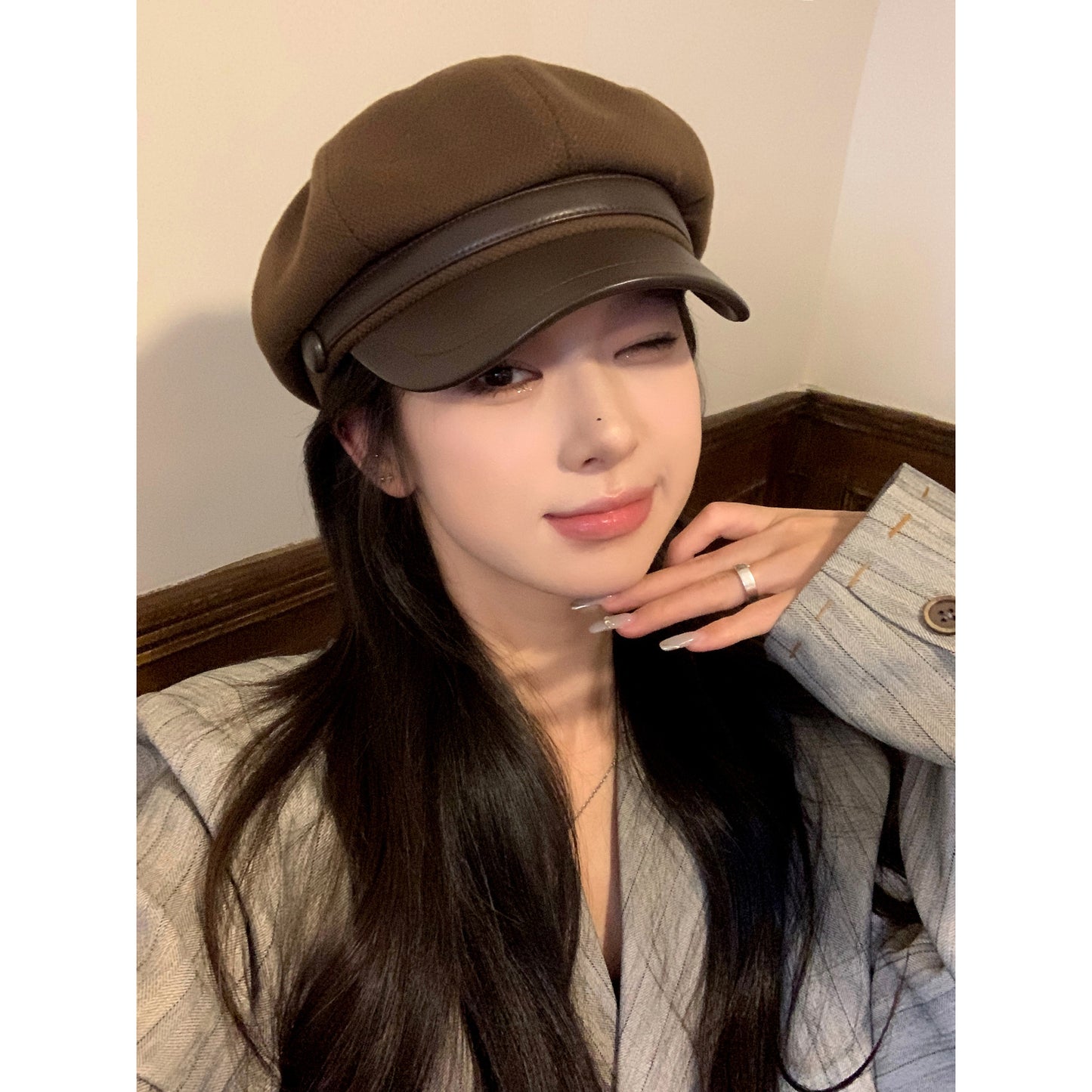 Autumn And Winter Women's Woolen Octagonal Cap Beret