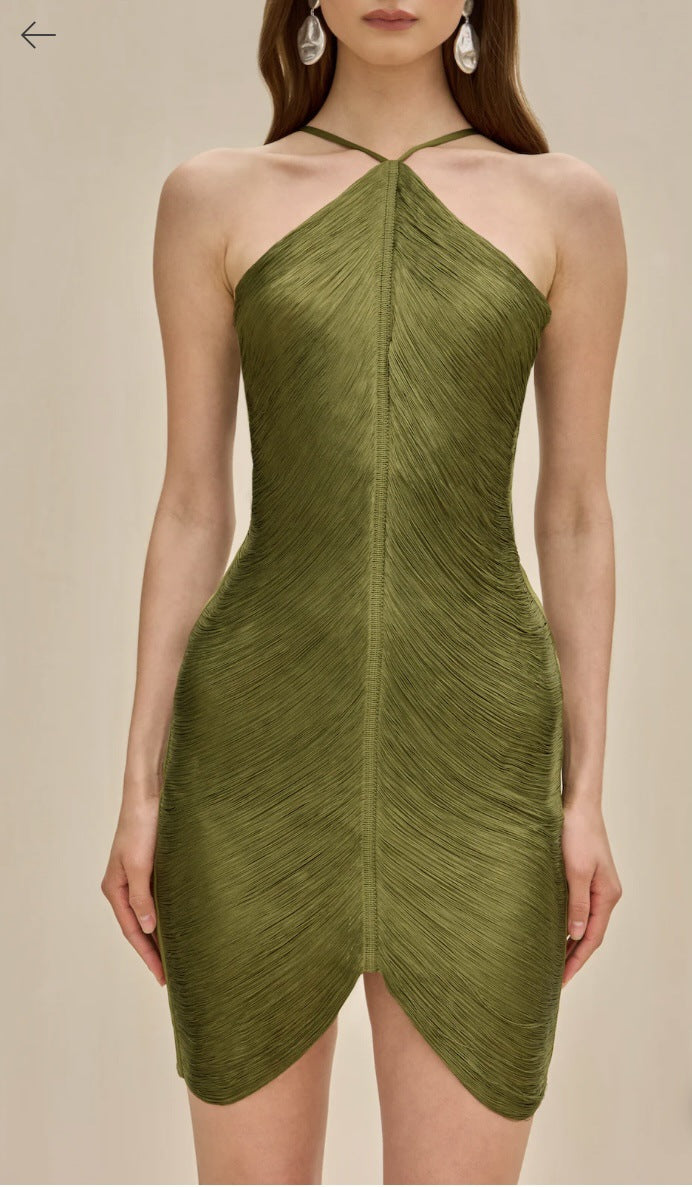 Euro-American Cross-Border Fashion Tassel Halterneck Backless Dress